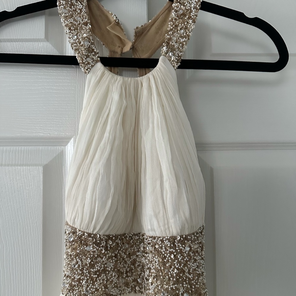 Aidan Mattox Ivory Beaded Gown